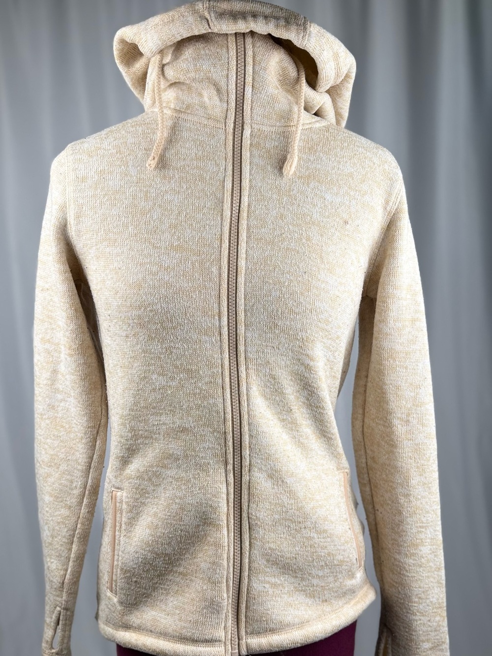 Roxy Beige Full-Zip Hoodie with Hood